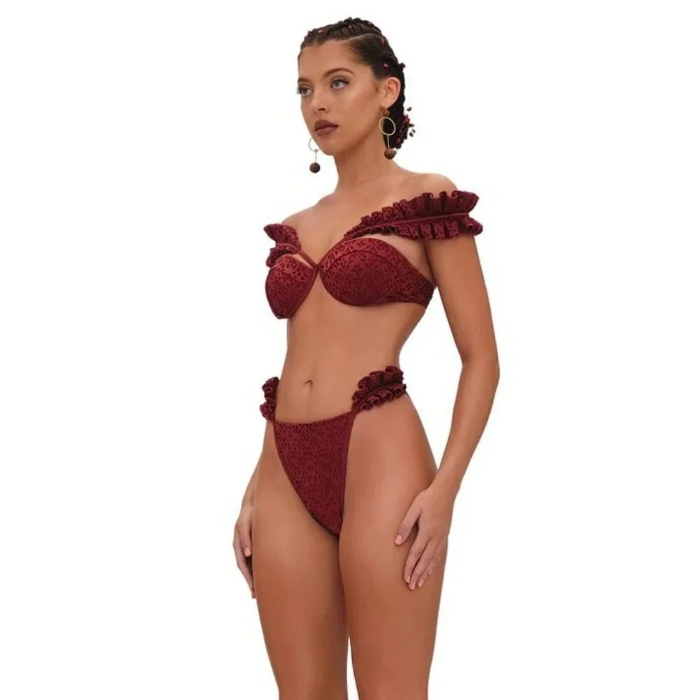 Andrea Iyamah Mulan Bikini Set Wine Color – Size XS NWT